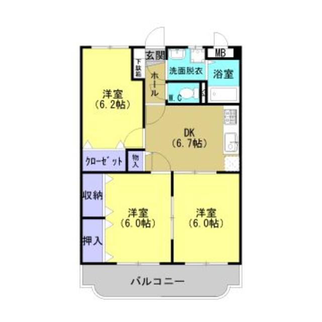 ユーミー渡邉(3DK/4階)の間取り写真