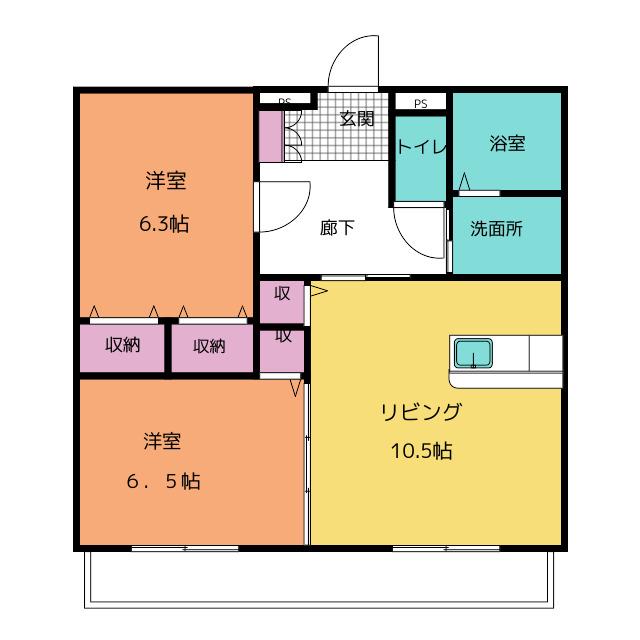 ルミエール栄(2LDK/1階)の間取り写真