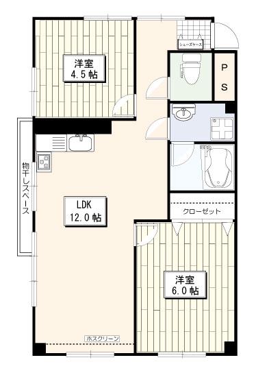 三鷹北口共同ビル(2LDK/8階)の間取り写真