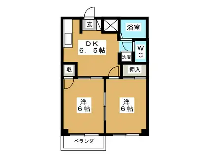 Gクレフ和合 B(2DK/1階)の間取り写真