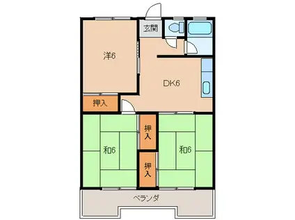 コーポサンライト(3DK/5階)の間取り写真