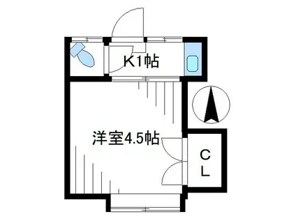 たま江荘(1K/2階)の間取り写真