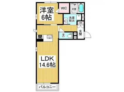 ベレオななせ(1LDK/1階)の間取り写真