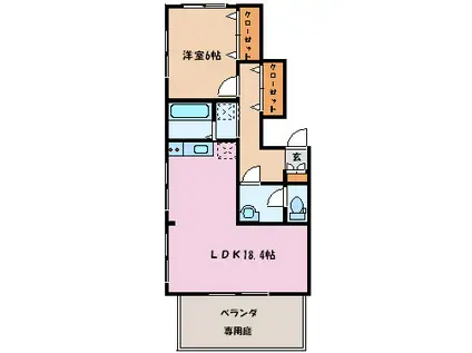 ビュー・パレ布瀬(1LDK/1階)の間取り写真