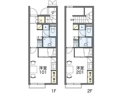 レオパレスジュネスII(1K/1階)の間取り写真