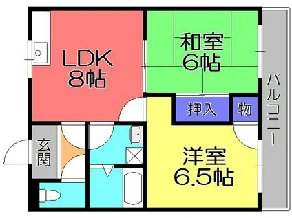 ヴィラサンシャワー(2DK/3階)の間取り写真