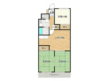 コスモ川内(3LDK/4階)の間取り写真