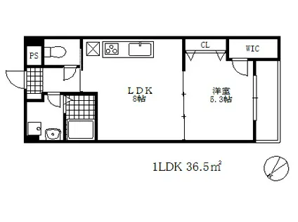 夢野アパートメント(1LDK/4階)の間取り写真