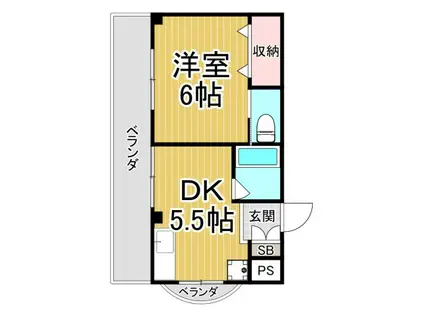 ハイマット武庫(1DK/3階)の間取り写真