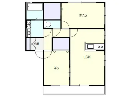 リリーハウス B(2LDK/2階)の間取り写真