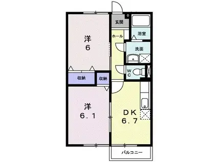 秀明2ND(2DK/1階)の間取り写真