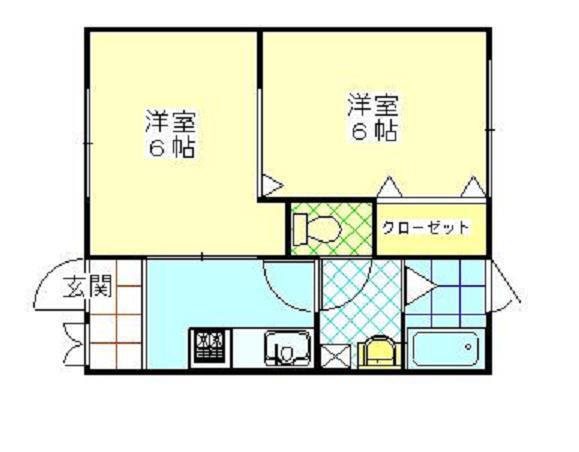 グリーンハイツ天王A(2K/1階)の間取り写真