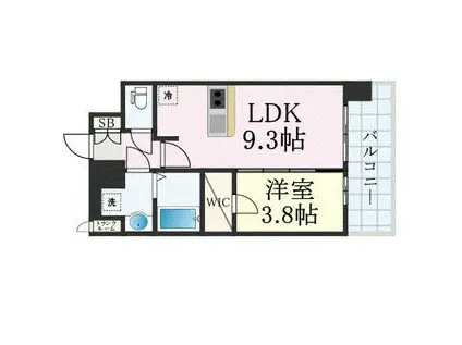 プレサンス難波デヴァンテ(1LDK/11階)の間取り写真