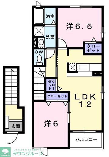 ファミールII(2LDK/2階)の間取り写真