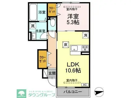 ホワイト キャッスル(1LDK/1階)の間取り写真