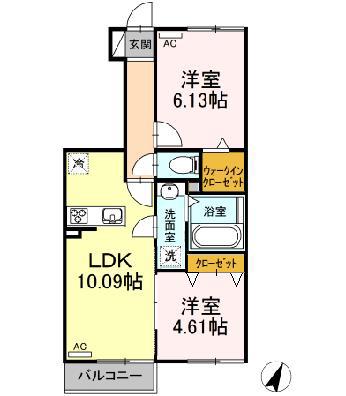 ヴィラ・ロワイヤル 七番館(2LDK/1階)の間取り写真