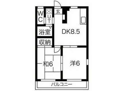 エステートピア カルーバスIII(2DK/2階)の間取り写真