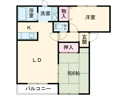 ファジーアドザックスA棟(2LDK/2階)の間取り写真