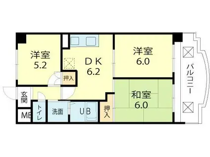 ロイヤルコーポ加古川(3DK/2階)の間取り写真