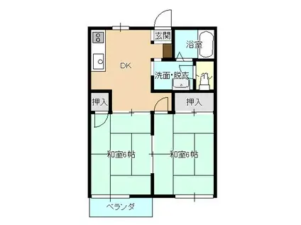 ドミール高村A(2DK/2階)の間取り写真