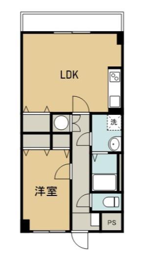 プラザ本町イースト(1LDK/2階)の間取り写真
