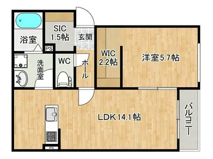 クレア法善寺(1LDK/2階)の間取り写真