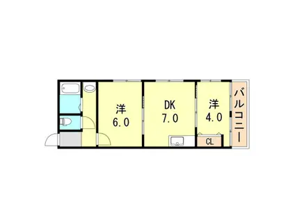 山口コーポ(2DK/2階)の間取り写真