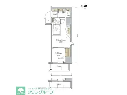 アーバネックス森下ウエスト(1DK/6階)の間取り写真