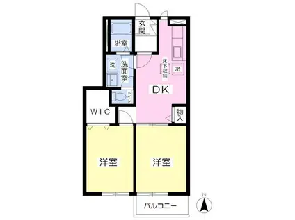 サンシティB(2DK/1階)の間取り写真