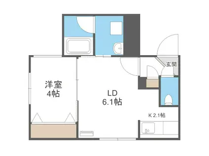 地下鉄南北線 南平岸駅 徒歩5分 4階建 築1年(1LDK/1階)の間取り写真