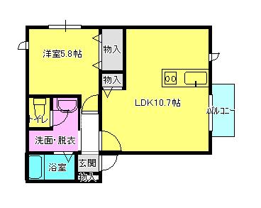 メゾングリシーヌK(1LDK/2階)の間取り写真
