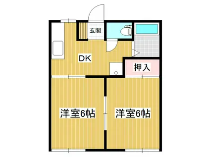 サンコートハイツA棟(2DK/1階)の間取り写真