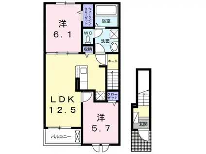 ラ・カーサ セレーナ(2LDK/2階)の間取り写真