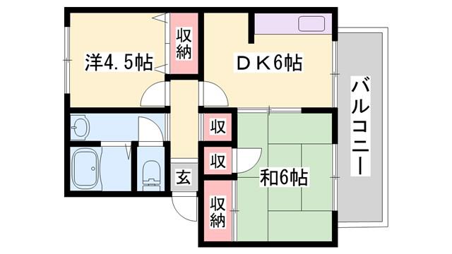 メゾンA(2DK/2階)の間取り写真