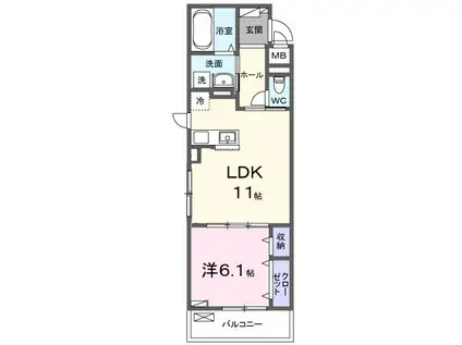 GARDEN 浜プラス(1LDK/2階)の間取り写真