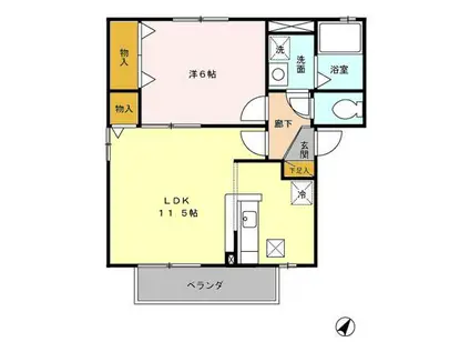 CF HEIGHTS J(1LDK/1階)の間取り写真