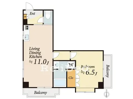 クレール浅野(1LDK/3階)の間取り写真