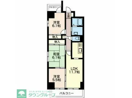 レジデンス鈴木(3LDK/6階)の間取り写真