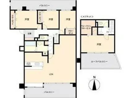 サムティレジデンス東山公園(4LDK/4階)の間取り写真
