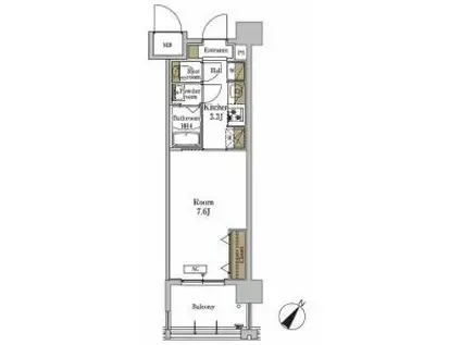 RJRプレシア武雄温泉(1K/6階)の間取り写真