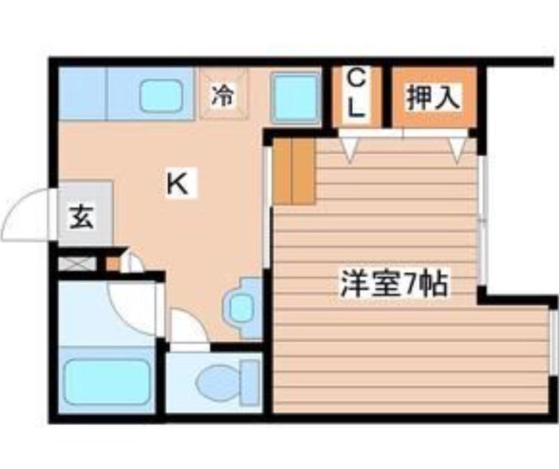 エルドラド国見B棟(1K/1階)の間取り写真