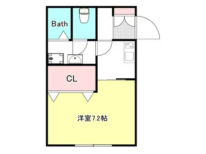 パスティア新倉敷(1K/2階)の間取り写真