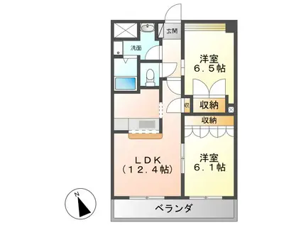 MIURAMANSION(2LDK/2階)の間取り写真