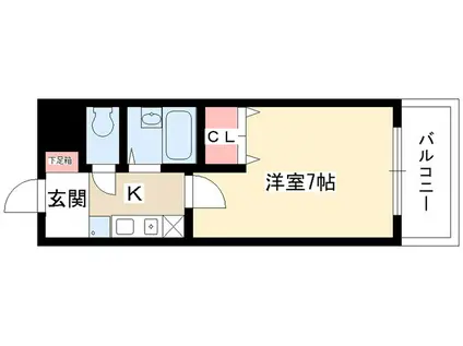 ロッキー杁ヶ池A・B(1K/1階)の間取り写真