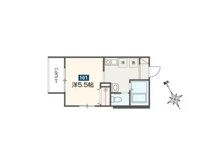 MELDIA東村山(1K/1階)の間取り写真