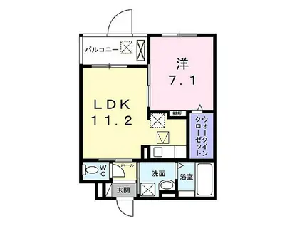 シャルマン唐橋南II(1LDK/1階)の間取り写真