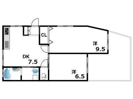 サンビルダ六甲山ノ手II(2DK/3階)の間取り写真