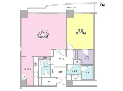 四番町プラザ(1LDK/7階)の間取り写真