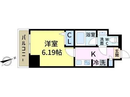 リライア東京イーストレジデンス(1K/1階)の間取り写真