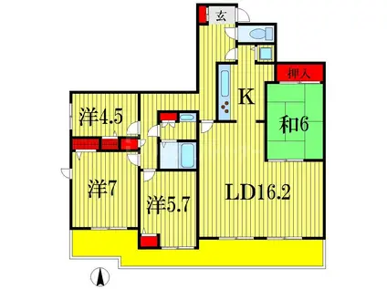 リーベスト東中山(4LDK/3階)の間取り写真